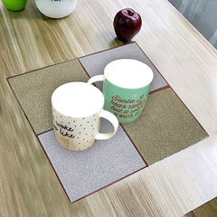 Kuber Industries Laminated Patch PVC 6 Piece Square Dining Table Placemat Set 30x30 CM (Silver & Gold) - CTKTC040623