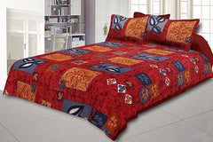 Kuber Industries 180 TC Cotton Double Bedsheet with Two Pillow Covers - Pink