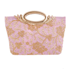 Kuber Industries Embroidered Silk Clutch Ladies Handbag (Peach) - CTKTC42094