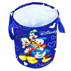 Kuber Industries Disney Print Round Non Woven Fabric Foldable Laundry Organiser with Handles,45 LTR (Set of 2, Blue & Black)-KUBMART11678, Standard