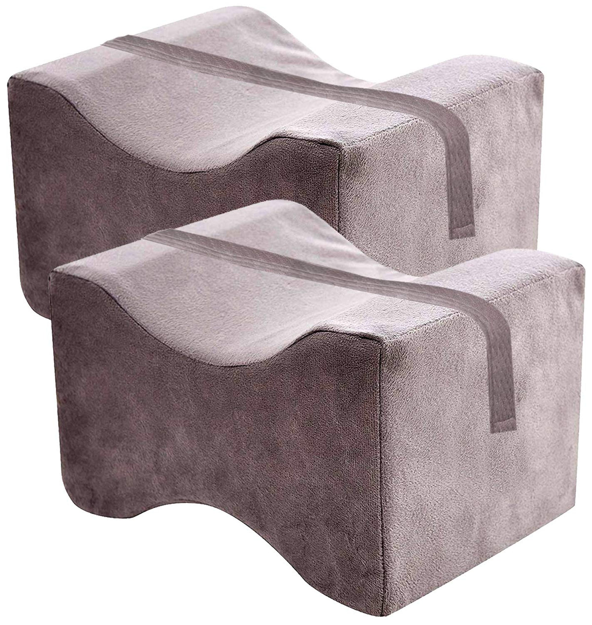 Kuber Industries 2 Pieces Memory Foam Orthopedic Knee Support Leg Rest Pillow for Side Sleepers, for Relief from Sciatica, Back Pain, Leg Pain (Grey)-CTKTC039227