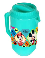 Kuber Industries Mickey Minnie Print Unbreakable Plastic Water Jug with Lid for Home, Kitchen, Office 2 Liter Pack of 2 (Green)