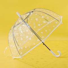 Kuber Industries Transparent Umbrella For Men & Women|Automatic Umbrella For Rain (White)