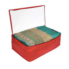 Kuber Industries Transparent Underbed Storage Cover/Lehenga Cover/Saree Cover/Gown Cover/Salwar Suit Cover For Women-Pack of 2 (Red)