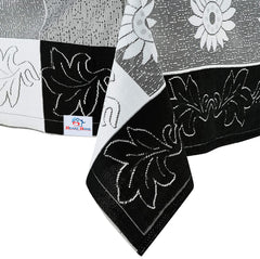 Heart Home Flower Printed Cotton 4 Seater Center Table Cover,40"x60" (Black & White)-44HH061