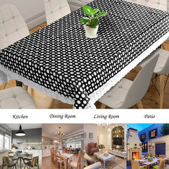 Heart Home Dot Print PVC Dining Table Cover/Table Cloth for Home Decorative Luxurious 6 Seater, 60"x90" (Black) 52HH3947