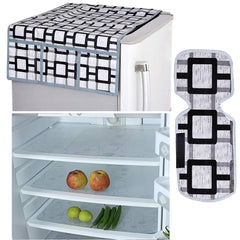 Kuber Industries Circle Design Combo of PVC 3 Pieces Fridge Mats, 1 Piece Handle Cover and 1 Piece Fridge Top Cover (Grey) - CTKTC22398, (Model: CTKTC022398)