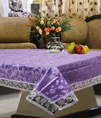 Kuber Industries Floral Design PVC 4 Seater Center Table Cover - Purple Pack of 1