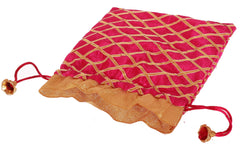 Kuber Industries Jute Potli Bags for Return Gifts with Drawstring|Pack of 2 (Red & Pink)