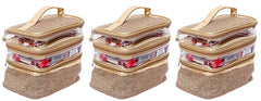 Kuber Industries Jute Make Up, Jewellery Kit Bag (Jute Design), Golden