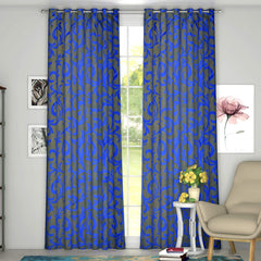 Kuber Industries Leaf Print 4 Pieces Room Darkening Door Curtain, 7 Feet (Blue) (KUBMART011215)