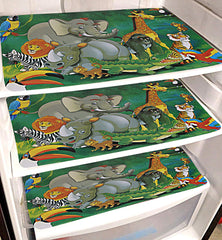 Kuber Industries Cartoon Design 3 Pieces PVC Refrigerator/Fridge Multipurpose Drawer Mat (Green)-CTKTC32944