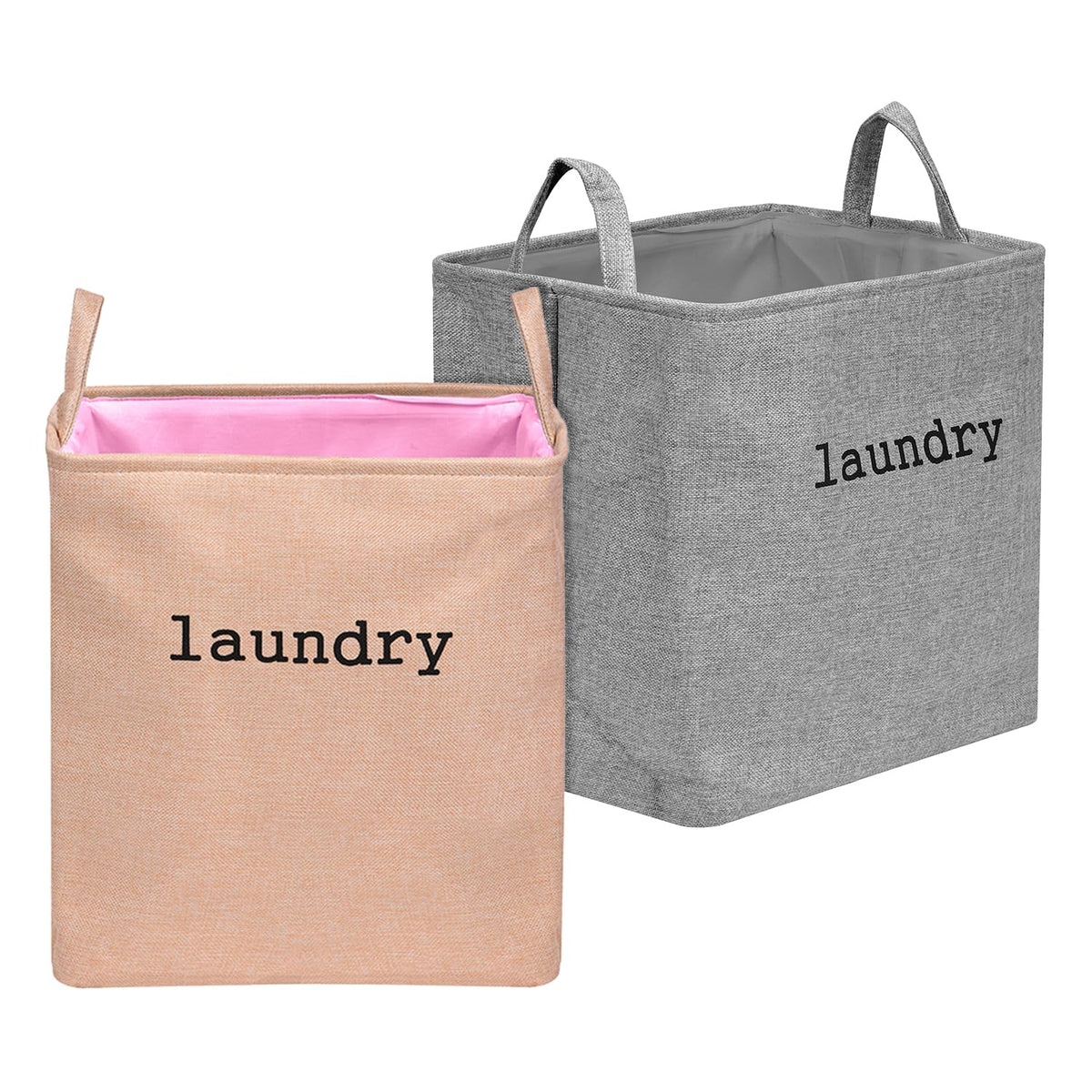 Heart Home Laundry Basket | Square Foldable Laundry Basket | Jute Storage Bag with Handles | Clothes Basket for Home | Toy Storage Basket | 40 LTR | Pack of 2 | Multicolor