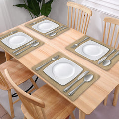 Heart Home Reversible Non-Slip Wipe Clean Heat Resistant PVC Placemats for Dining Table, Set of 4 (Light Brown)-50HH01305