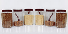 Kuber Industries Opal Plastic Airtight Pet Jar Container Set (Set of 6, 500 ml, Brown)-KUBMART10968