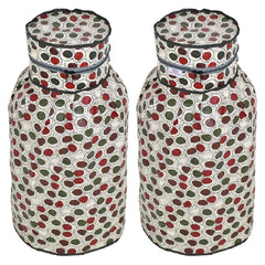 Heart Home PVC Circle Print Waterproof and Dustproof Cylinder Cover for Home & Kitchen Pack of 2 (Cream) 52HH3942