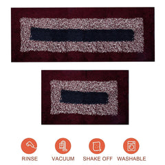 Kuber Industries Kitchen Set | Luxury Kitchen Floor Door Mat Runner Set | Doormat for Kitchen | Cotton Border Kitchen Set | Door Mat & Kitchen Runner Set | 2 Pcs Set | Maroon