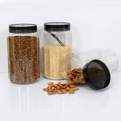Kuber Industries Opal Plastic Airtight Pet Jar Container Set (Set of 6, 500, 800 ml, Grey)-KUBMART11054