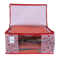 Kuber Industries 3 Piece Non Woven Saree Cover Set, Red,Large Size -CTKTC6392