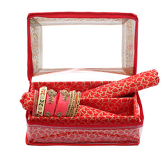 Kuber Industries Brocade Hardboard Two Rod Bangle Box (Red) - CTKTC022885