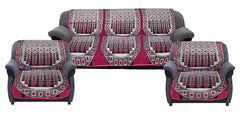 Kuber Industries Checkered Print 6 Piece Cotton 5 Seater Sofa Cover Use Both Side, Living Room, Drawing Room, Bedroom, Guest Room - Pink-KUBMART011162_Standard