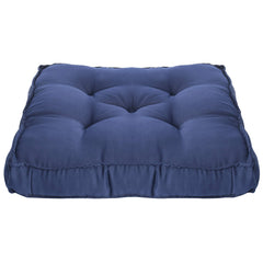 Heart Home 2 Pieces Cotton Decorative Fabric Chairpad/Back Support/Seat Cushion and Handmade Quilting, 14" x 14" Inch (Navy Blue) HEART926