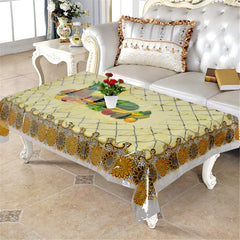 Heart Home Fruits Printed PVC 4 Seater Center Table Cover 40"x60" (Yellow)