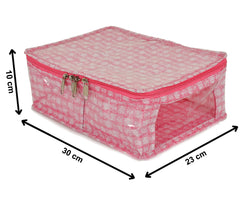 Kuber Industries Check Design Laminated PVC 2 Compartment Undergarments Organizer Bag (Pink)-HS_38_KUBMART21269