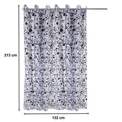Kuber Industries PVC Spiral Print Door Curtain|AC Curtain Parda for Home Decor with 8 Steel Grommets,7 Feet,(Black)