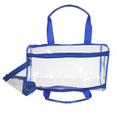 Kuber Industries Large Size 2 Crystal Clear Plastic Cosmetic Bags Travel PVC Vinyl Toiletry Bag, Zipper Large Transparent Waterproof Make-Up Case Organizer Bag (Blue) (F_26_KUBBMART017041)