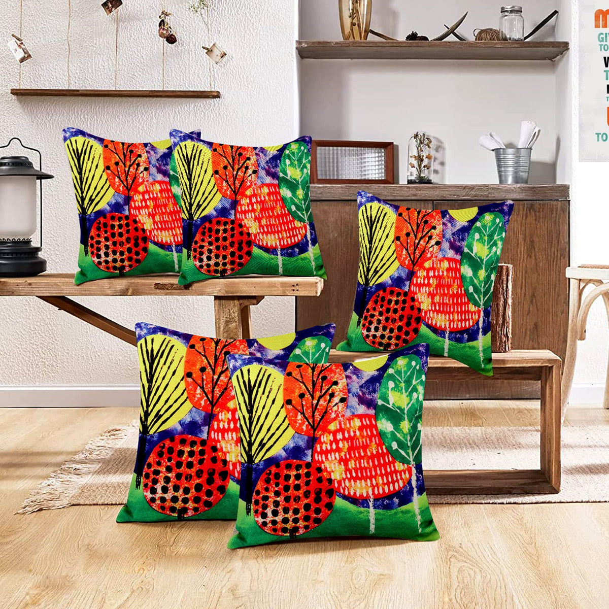 Kuber Industries Cushion Cover|Sofa Cushion Covers|Ractangle Cushion Covers|Cushion Covers 16 inch x 16 inch|Cushion Cover Set of 5 (Green)