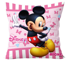 Kuber Industries Disney Printed Microfiber Filled Floor Cushion, Decorative Throw Pillow, Home Decor Pillow, Sofa/Bed Cushion,16"x16"(Pink)-Pack of 2-KUBMART15870 (Model Number: KUBMART015870)
