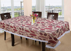Kuber Industries Leaf Design 6 Seater Dining Table Cover (Brown, 54"x78") Polyvinyl Chloride (PVC),Rectangular,Pack of 1