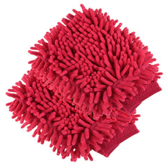 Kuber Industries Chenille Mitts|Microfiber Cleaning Gloves|Inside Waterproof Cloth Gloves|100 Gram Weighted Hand Duster|Chenille Gloves for Car|Glass|Pack of 2 (Dark Pink)