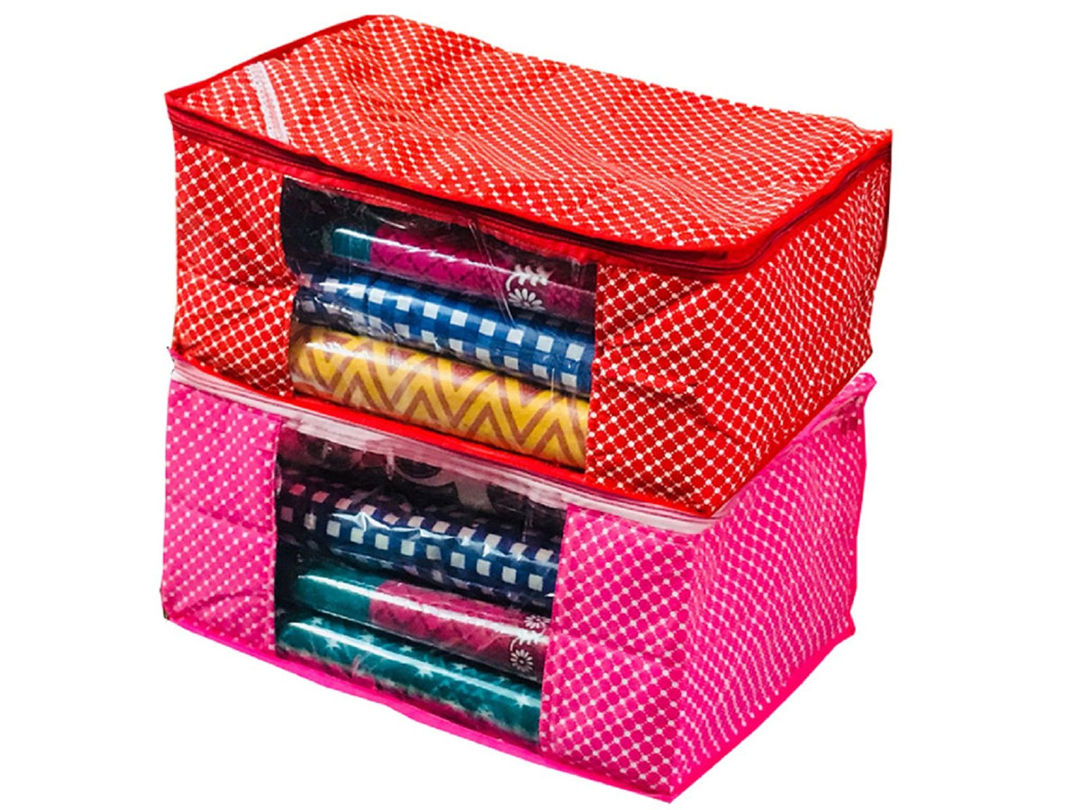 Kuber Industries 2 Piece Quilted Cotton Saree Cover Set