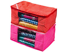 Kuber Industries 2 Piece Quilted Cotton Saree Cover Set