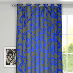 Kuber Industries Leaf Print 4 Pieces Room Darkening Door Curtain, 7 Feet (Blue) (KUBMART011215)