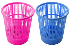 Kuber Industries Plastic 2 Pieces Mesh Dustbin Garbage Bin for Office use, School, Bedroom, Kids Room, Home, Multi Purpose, 5 Liters (Blue & Pink)-KUBMART254