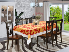 Kuber Industries Leaf Print PVC 6 Seater Dining Table Cover 60"x90",Gold-KUBMART11749