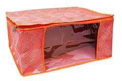 Kuber Industries Leheriya Design 9 Piece Non Woven Saree Cover, Large, Orange - CTKTC15190