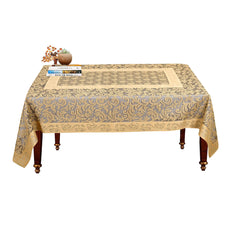 Kuber Industries 4 Seater Center Table Cover|Leaf Design & Cotton Material (Gold)-KUBMART15501