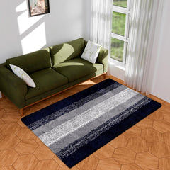 Heart Home Carpet | Shaggy Carpet for Living Room | Fluffy Carpet for Bedroom | Blue Patta Rainbow Carpet | Floor Carpet Rug | Non-Slip Bedside Rug | 3x5 Feet | Gray