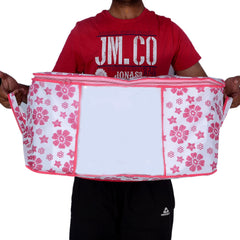 Kuber Industries 3 Piece Non Woven Under Bed Storage Organiser Set, Pink, Standard (UNDERPinkf02)