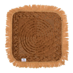 Heart Home Velvet Circle Print Pooja Aasan/Prayer Aasan/Meditation Mat for Home Pack of 3 (Brown) 54HH4134.