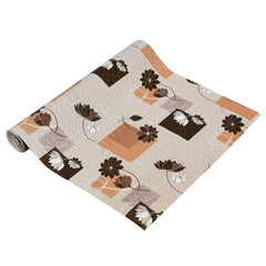Kuber Industries Flower Design PVC Wardrobe Kitchen Drawer Cupboard Cabinet Shelf Mat 10 Mtr (Brown) CTKTC33372