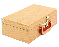 Heart Home Stone Design Wooden 2 Rod Bangle Box, Bangle Organizer Box, Watches & Bracelet Organizer With Mirror & Numer Lock System (Gold)-HS_38_HEARTH20949