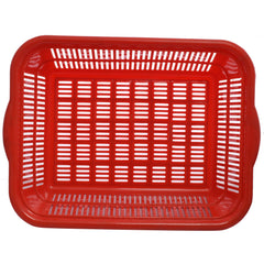Heart Home Plastic Kitchen Large Size Dish Rack Drainer Vegetables and Fruits Washing Basket Dish Rack Multipurpose Organizers (Red)- HEART3808