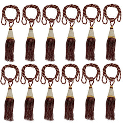 Kuber Industries Beads Beautiful Design Polyester 12 Pieces Curtain Tie Back Tassel Set (Maroon) CTKTC33563
