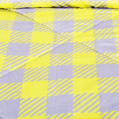 Kuber Industries Checkered Design Microfibre Reversible Comforter, Double (Yellow & Grey 150 GSM)- CTKTC033151