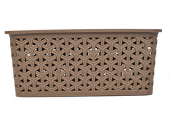 Fun Homes Plastic 3 Pieces Small Size Multipurpose Solitaire Storage Basket with Lid (Multi)